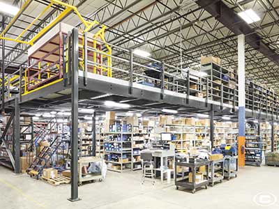 Mezzanines for parts and inventory for commercial storage