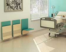 Patient room with folder wall mounted seating