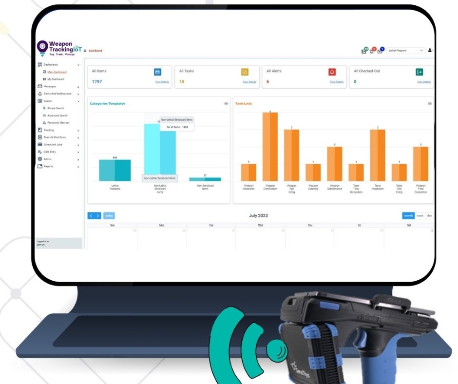 Weapon check-in and check-out dashboard.